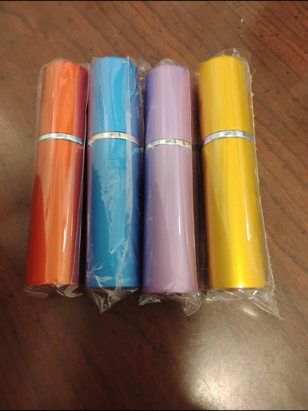 Set Of 3 Perfume Travel Size Atomizers In Red, Blue, & Purple (Yellow Sold Out)